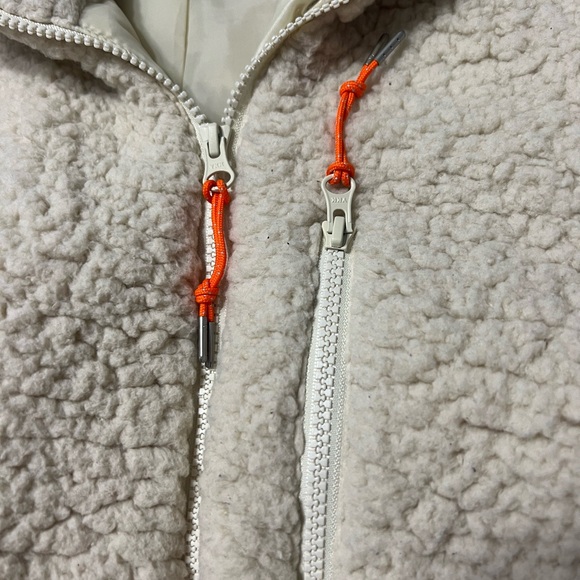 NWOT Cozy Cream Sherpa Jacket with Orange Accents - Picture 3 of 7